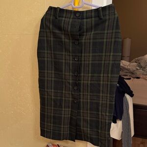 Wilfred Plaid Pencil Skirt - Black and Green